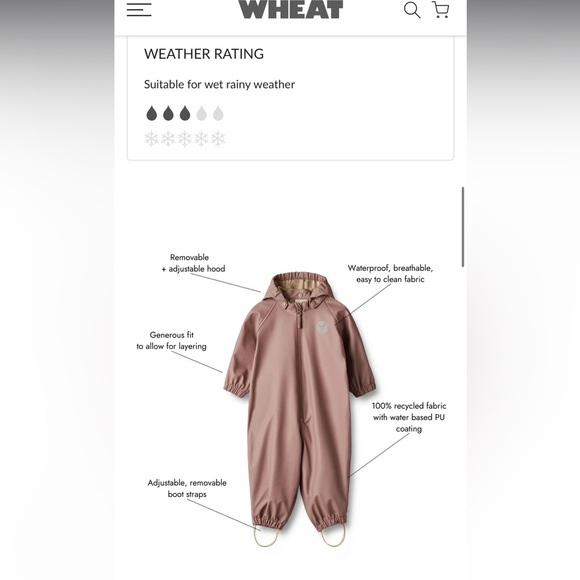 Muddy buddy Wheat Kids Rainsuit Mika 3Y - Picture 10 of 10